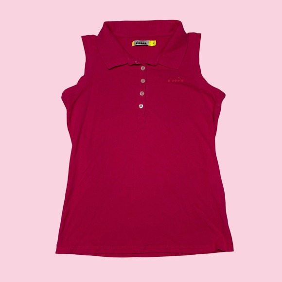 Diadora Tops - Diadora Women Magenta Pink Sleeveless Polo Shirt Sporty Top Size M